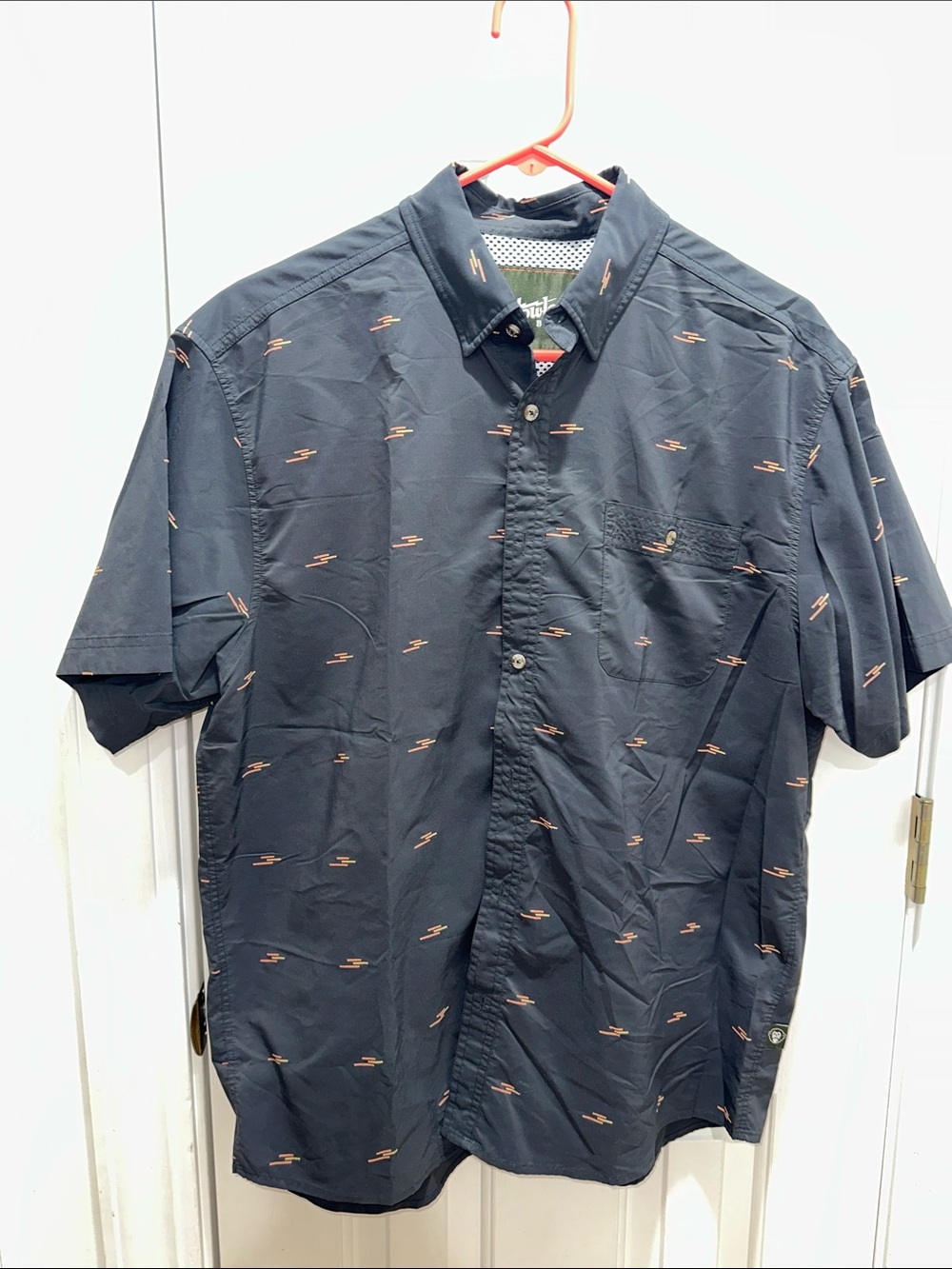 Howler Brothers Black Short-Sleeve Button-Down with Small Coral Motif